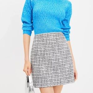 LOFT white sequin tweed shift skirt